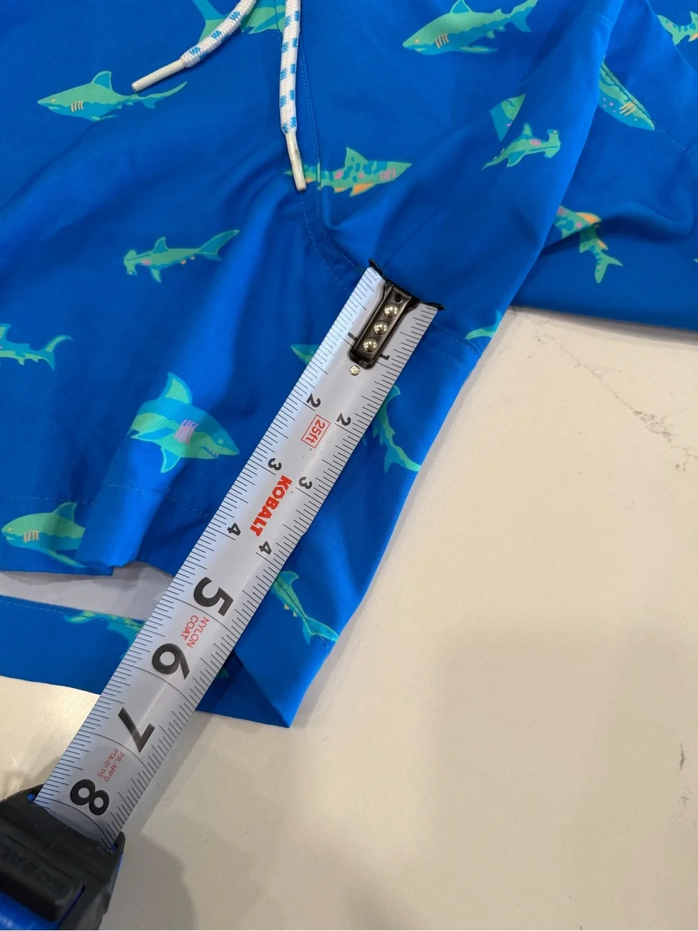 chubbies Men’s Blue Swim Trunks with Green Shark Print - Small